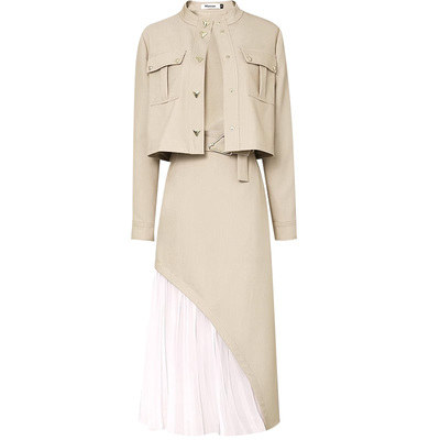 2024莞然拼接卡其色半裙