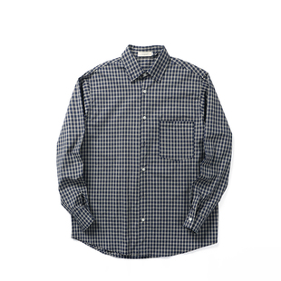 Dashufulcrum日系复古格子纯棉长袖衬衫男女春秋休闲百搭质感衬衣