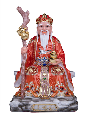 仿汉白玉土地公婆财神供奉神像