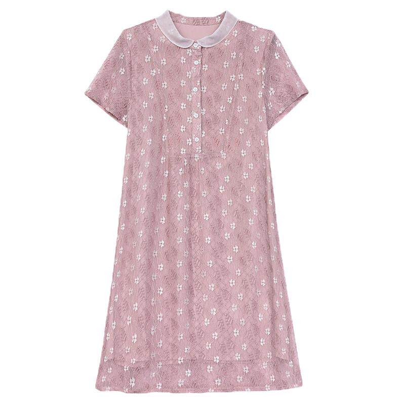 夏天大码女装气质衣服a字裙 2026巨好看特制小个子蕾丝雪纺连衣裙