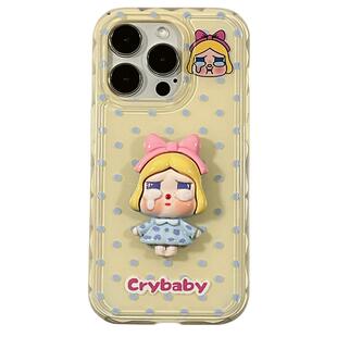 可爱卡通波点立体哭泣女孩适用苹果iPhone16ProMax手机壳15pro新款14少女心13小众14promax硅胶16pro女12全包