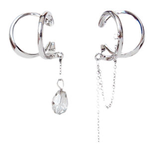 银色链条流苏耳夹女耳骨链耳挂甜酷轻奢高级感小众耳骨夹气质耳饰