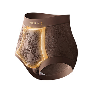 草本初色秋冬新款生姜暖宫加绒山茶花浮雕收腹裤提臀保暖女士内裤