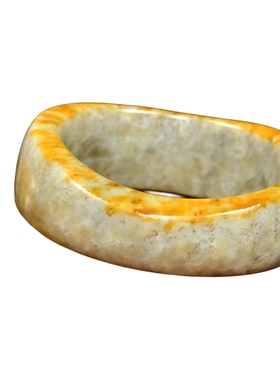 和田玉糖玉籽料满皮手镯随形虎皮