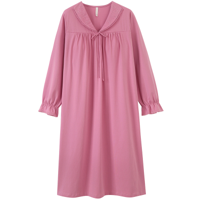 【浪莎】官方正品纯棉长袖睡裙女