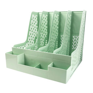 加厚文件架办公室桌面收纳盒文件栏四联档案资料架文件框置物架A4文件夹学生用文具放文件的架子书立架资料框