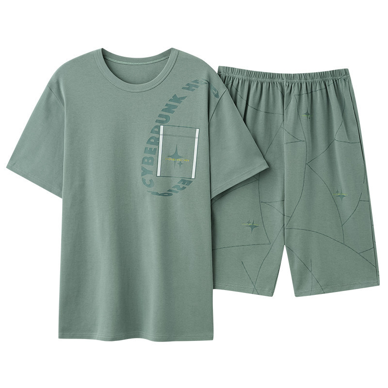 男士夏季短袖家居服加肥加大码款