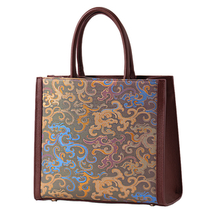 2025年新中式国风蜀锦手提包购物袋桑蚕丝女士包包送长辈妈妈礼物