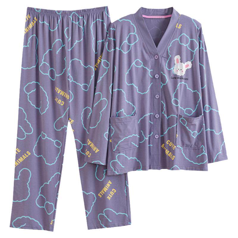 女针织棉开通开衫睡衣家居服
