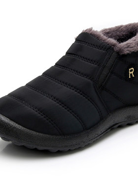 冬季女士防水短棉鞋老北京布鞋女鞋加绒保暖休闲鞋加厚防滑妈妈鞋