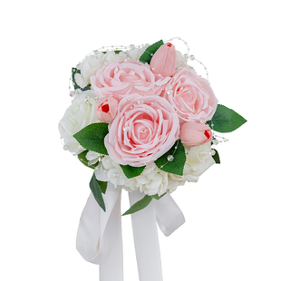 新娘手捧花仿真花束玫瑰混搭假花结婚登记领证情人节520摄影道具