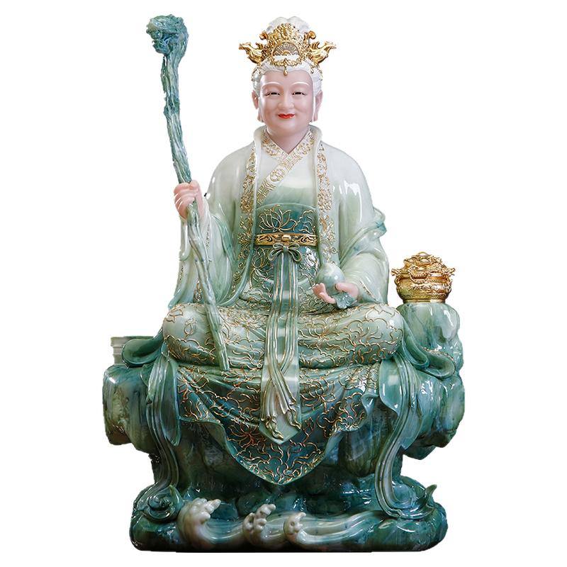 汉白玉泰山奶奶佛像碧霞元君摆件