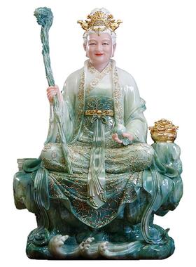 汉白玉泰山奶奶佛像碧霞元君摆件