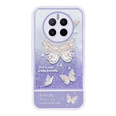 适用华为mate60手机壳50闪粉蝴蝶mate40pro新款硅胶防摔mate30隐形支架mate20Pro个性创意可爱女网红全包潮