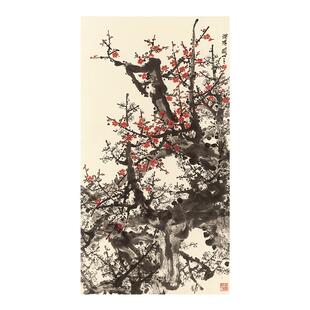 1:1关山月梅花报春写意花卉画国画艺术微喷古代名画复制品装饰画