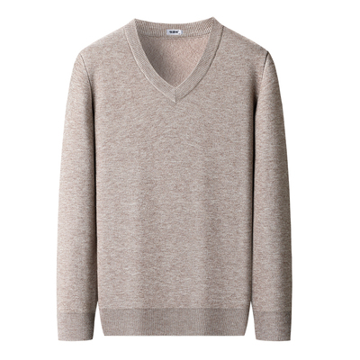 恒源祥套头羊毛V领加绒羊毛衫男