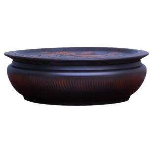 建水紫陶壶承茶洗纯手工手刻茶海多用茶盘线雕茶道干泡台R65-B