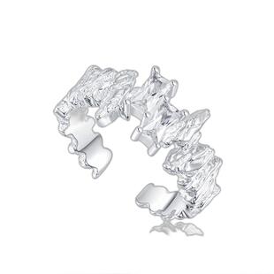 洞天TONETALE冰川开口戒指小众轻奢高级设计感戒指女锆石饰品调节