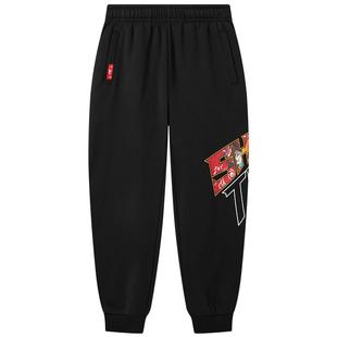 361童装男童针织加绒加厚长裤卫衣年装新年运动休闲红色上衣裤子