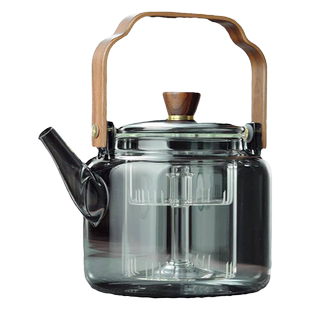 围炉煮茶壶透黑提梁壶玻璃烧水泡茶壶电陶炉煮茶器炭火炉蒸煮一体