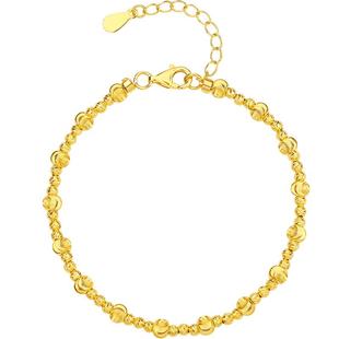 周六福流光金珠手链女猫眼小金珠手饰s925银设计感新年礼物送女友