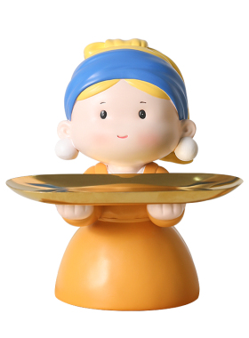 戴珍珠耳环少女玄关钥匙收纳摆件