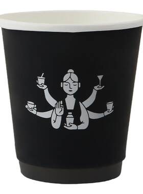 一次性黑色咖啡杯奶茶杯网红黑武士杯双层加厚中空杯触感纸杯定制