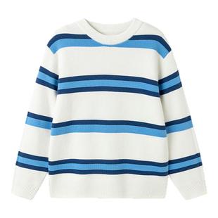 巴拉巴拉儿童毛衫男童条纹打底衫大童纯棉毛衣2025冬季新款童装潮