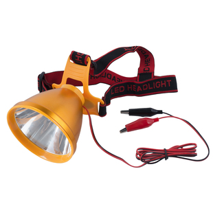 12V头灯LED强光外接电瓶灯黄光大光斑散光灯头戴式手电筒