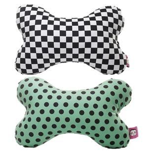 卡里努努原创棋盘格骨头枕汽车头枕护颈枕车用枕头汽车内饰一对装