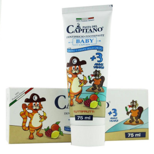 意大利进口capitano船长儿童牙膏75ml 3岁(3+) 6岁（6+）混合水果