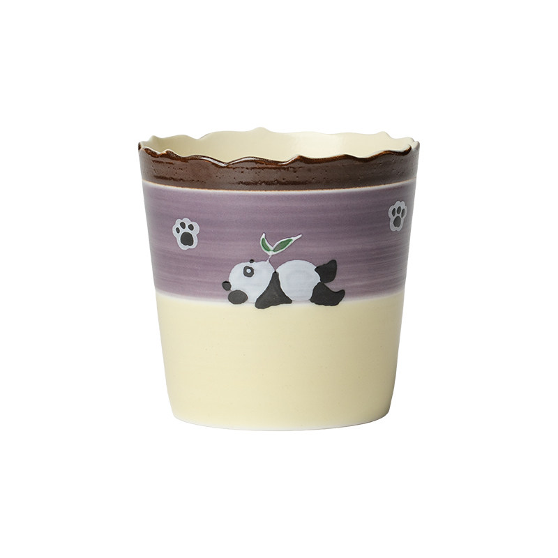 繁野 治愈系小熊猫陶瓷可乐杯创意手绘精致水杯牛奶杯家用主人杯