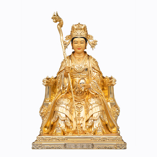 王母娘娘神像玉帝王母像天公黄铜鎏金瑶池金母真身西王母供奉摆件