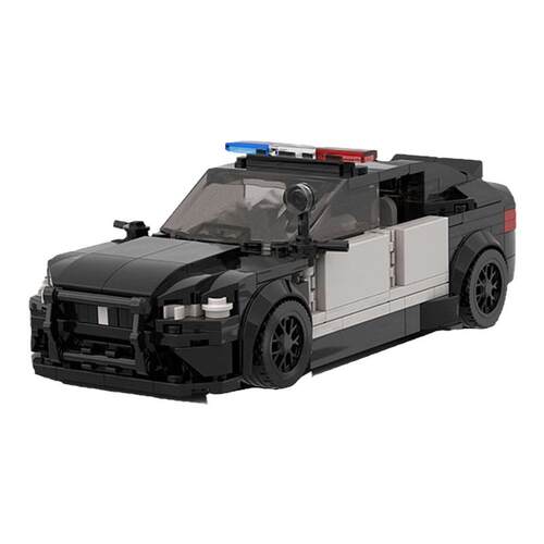 宝马M5警车模型MOC积木汽车8格儿童益智拼装玩具高砖M8福特越野车