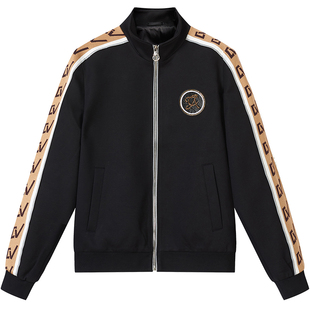 BM男士烫钻针织立领教练夹克外套男潮牌欧美街头韩版潮流港风修身