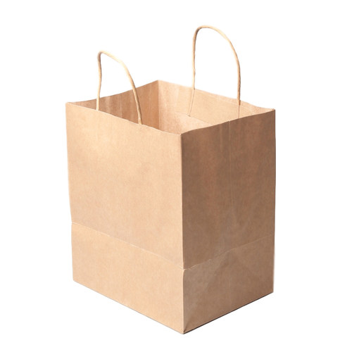 外卖打包纸袋食品手提牛皮纸袋包装袋咖啡奶茶纸杯打包袋 100个