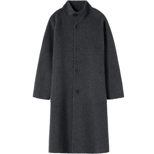 石见山高端牦牛绒绵羊毛双面呢子外套男士长款立领男款毛呢大衣