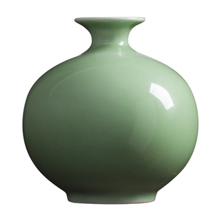 景德镇陶瓷器仿古影青石榴花瓶插花客厅玄关柜摆件新中式高级感