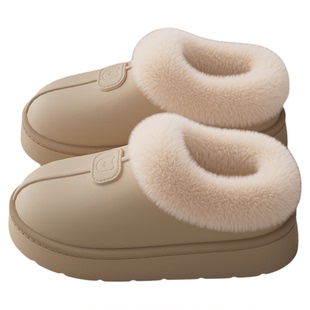 防水棉拖鞋女冬季包跟2025新款防滑厚底雪地靴毛绒保暖外穿棉鞋女