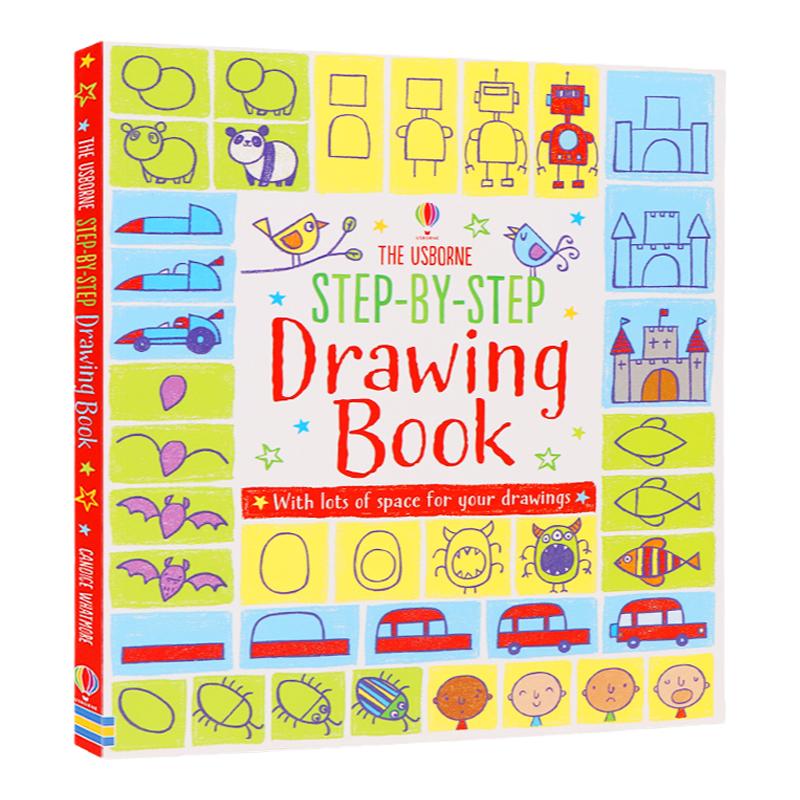 现货usborne 一步一步学画画 英文原版绘本 Step-by-Step Drawing book 幼儿绘画艺术启蒙绘本 亲子共读早教书 儿童简笔画入门画册