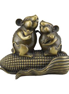 全铜十二生肖老鼠博物架工艺品