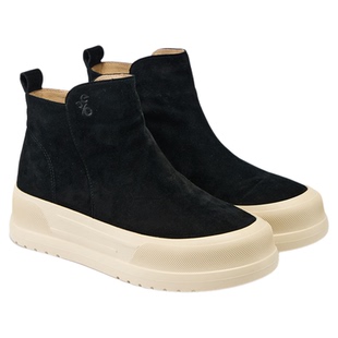 fed厚底短靴冬季新款女靴黑色简约单靴高帮休闲鞋女款S0930-YA162