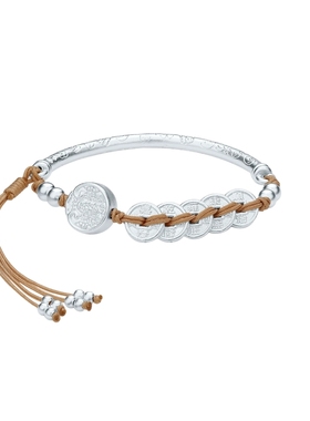 周六福银币手绳女银盈聚禄手链手饰国风s990银圣诞礼物送女友