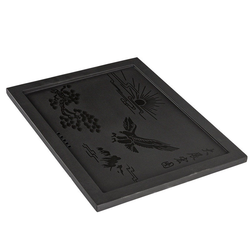 嵌入式烏金石茶盤定制茶桌中間空位面板茶幾茶臺鑲嵌式火燒石定做