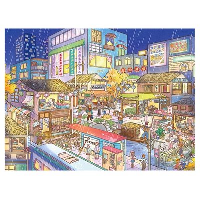夜雨润秋光造景贴纸玩具贴画diy