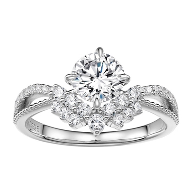 1克拉V型皇冠仿真钻戒指女925银