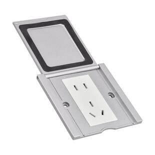 86型通用盒银色小地插翻盖式五孔地插网络电脑地插家用锌合金地插