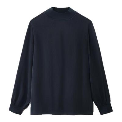 【重磅真丝】OVV秋冬新款女装22MM双乔缎半高领上衣