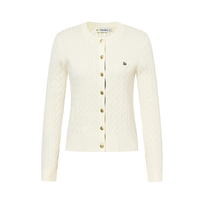 老钱绞花含绵羊毛薄款针织开衫