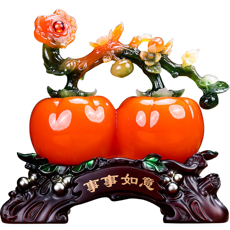 柿柿如意柿子摆件客厅玄关酒柜博古架装饰品搬新家乔迁新居礼物